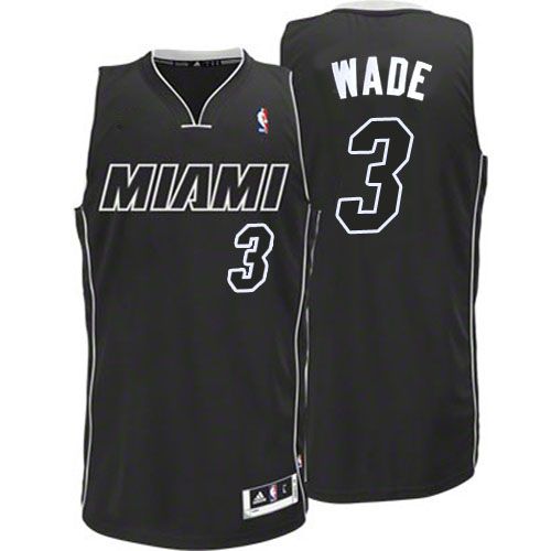 Men Miami Heat 3 Dwyane Wade Authentic BlackRevolution 30 NBA Jersey